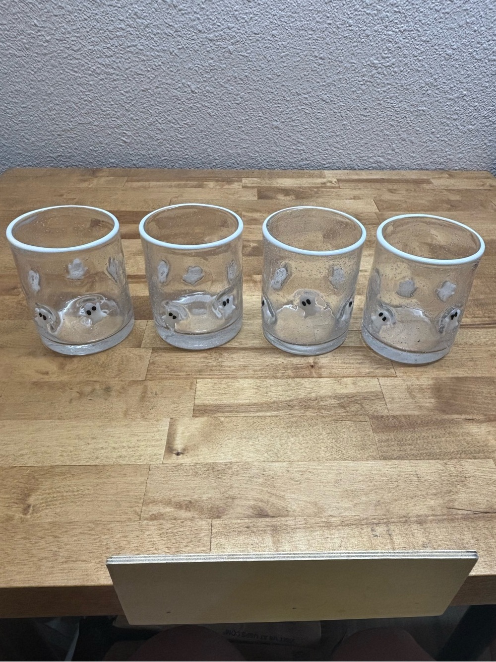 Set of 4 Bubble Glass Ghost Tumblers Anthropologie Style Halloween Glasses - Picture 5 of 7